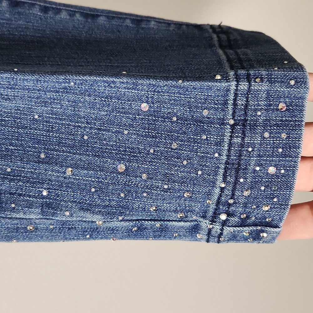 Christine Alexander Crystal Rhinestone Embellished Cropped Jeans Sz 8 - Picture 5 of 13